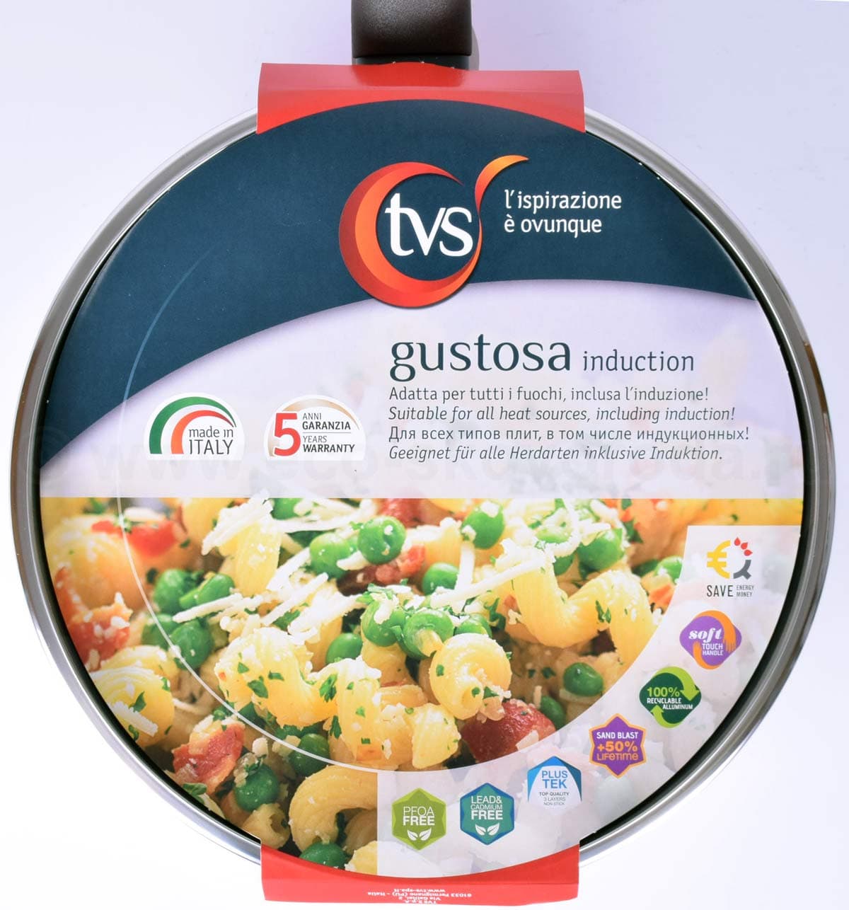 Сотейник с крышкой 26см TVS Gustosa Induction с антипригарным покрытием Plustek, Италия
