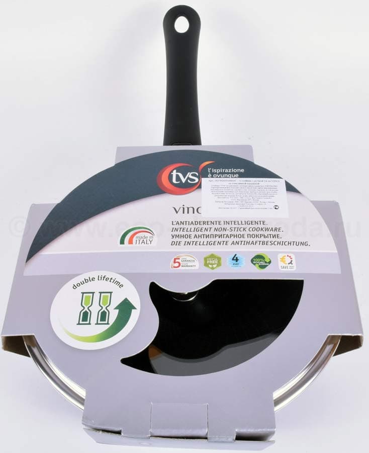 Сотейник 24см TVS Vinci с крышкой антипригарное покрытие 4ever, Италия