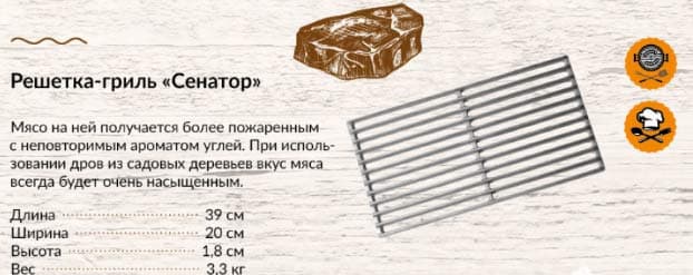 Решетка гриль 39х20х1,8см ЛИТТЕХ Сенатор чугунная