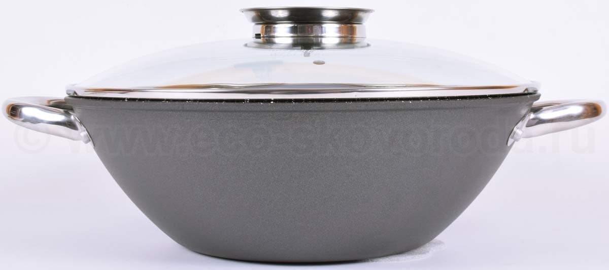 Сковорода вок чугунная 3.6л/28см WELLBERG Aromany с решёткой