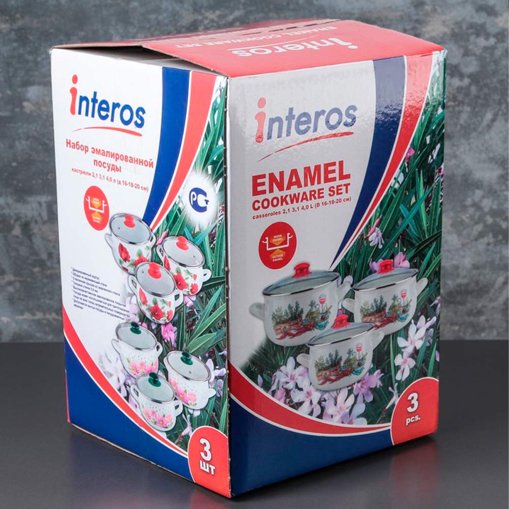 Кастрюля эмалированная 4,0л/20см INTEROS Металлик