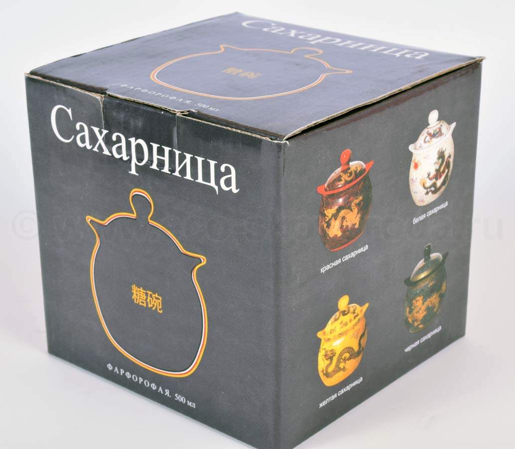 Сахарница с ложкой TIMA дракон на черном