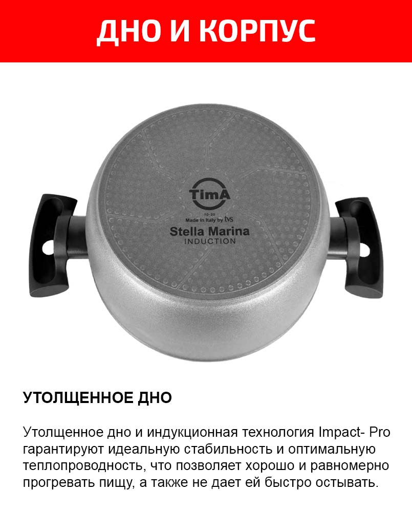 Кастрюля 4л/24см TIMA/TVS Stella Marina Induction с керамическим покрытием EXP, Италия