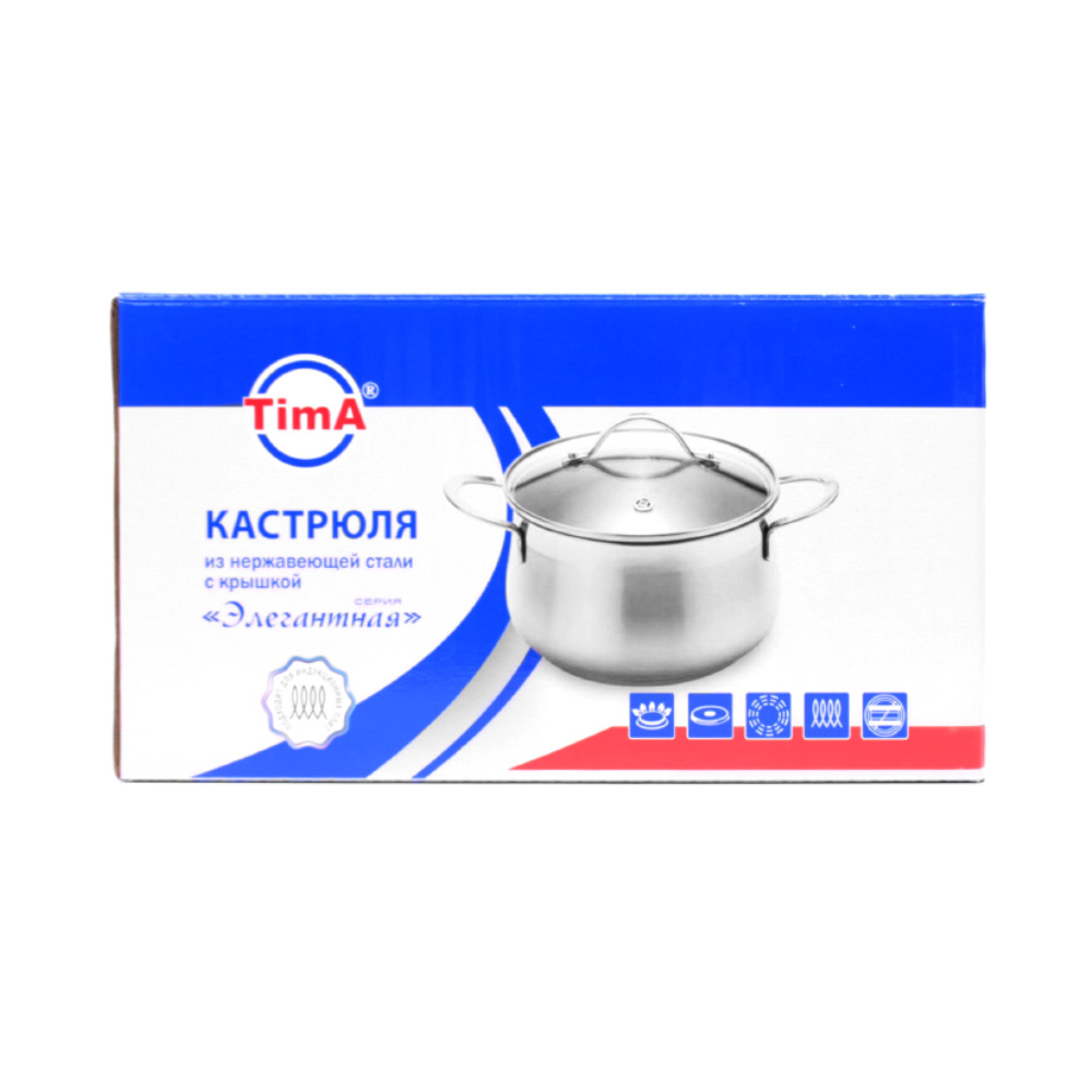 Кастрюля 14см/1,3л TIMA Элегантная из нержавеющей стали 18/10 с крышкой