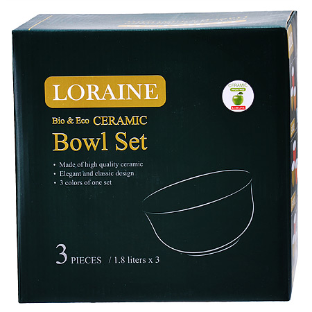 Миска салатник 1,8л/20см набор 3шт Цветы LORAINE керамика