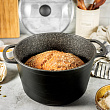 Дополнительное изображение Кастрюля с крышкой 24см/5л НЕВА МЕТАЛЛ ПОСУДА Каменная, Черный Гранит антипригарное покрытие