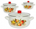 Дополнительное изображение Набор эмалированных кастрюль 2,1л, 3,1л, 4л INTEROS Яблоки