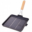 Дополнительное изображение Сковорода гриль чугунная 26,5х26,5см MAYER & BOCH складная деревянная ручка