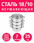 Мантоварка-пароварка 4 секции/25см из нержавеющей стали TIMA