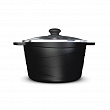 Дополнительное изображение Кастрюля с крышкой 24см/5л НЕВА МЕТАЛЛ ПОСУДА Каменная, Черный Гранит антипригарное покрытие
