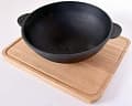 Дополнительное изображение Сковорода вок чугунная 18см BRIZOLL Horeca с дощечкой