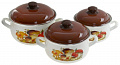 Дополнительное изображение Набор эмалированных кастрюль 2,1л, 3,1л, 4л INTEROS Грибы