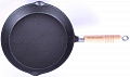 Дополнительное изображение Сковорода 26см чугунная MAYER & BOCH со съемной ручкой и сливами по бокам