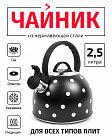 Чайник 2,5л из нержавеющей стали TIMA капсульное дно индукция свисток ручка Soft-touch WTK135BLK