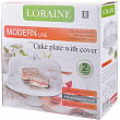 Дополнительное изображение Тортовница на ножке 32см LORAINE керамика с пластиковой крышкой