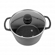 Дополнительное изображение Кастрюля с крышкой 24см/5л НЕВА МЕТАЛЛ ПОСУДА Каменная, Черный Гранит антипригарное покрытие
